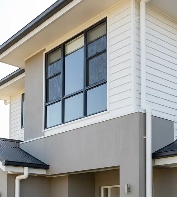 Full exterior repaint on a modern rendered home facade in Queensland